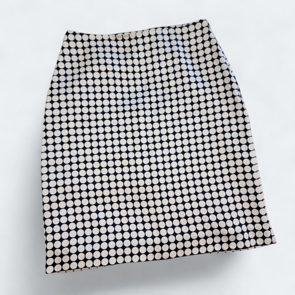 Banana Republic Silk Black and Beige Polka Dot Skirt Women's Size 0